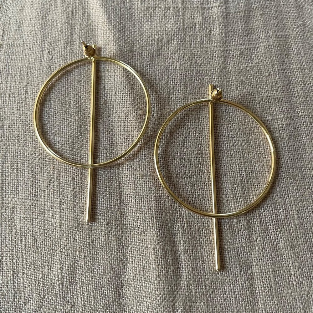 Circular Geometric Drop Dangle Statement Earrings Dold - Picture 4 of 7